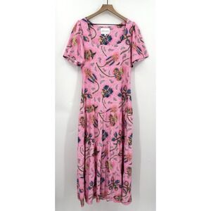 Smith & Quinn Dress Womens Large Pink Floral Maxi Long Colorful Preppy Party